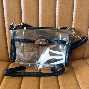 Clear Black Leather Crossbody Bag